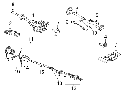 1999 GMC K1500 Carrier & Front Axles Boot Kit, Front Wheel Drive Shaft Tri-Pot Joint Diagram for 26036985