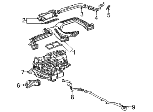 2022 Chevrolet Corvette Ducts Center Duct Diagram for 23507392