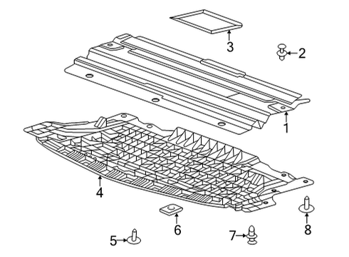 2021 Cadillac CT4 Splash Shields Lower Deflector Diagram for 84716722