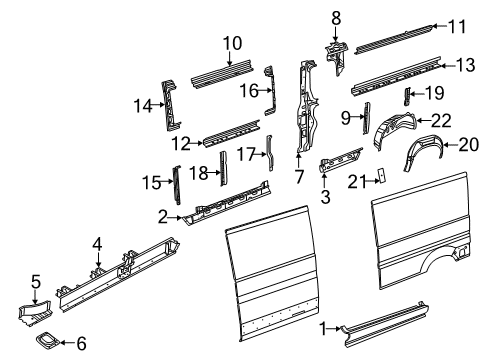 2017 Ram ProMaster 1500 Inner Structure - Side Panel REINFMNT-C-Pillar Diagram for 68134323AB