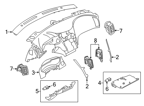 2020 Infiniti Q60 Cluster & Switches, Instrument Panel Led-Indicator Diagram for 264355CA0A