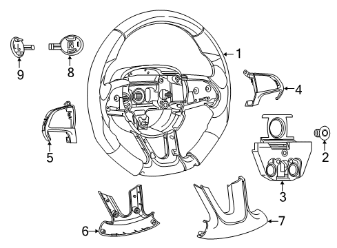 2017 Dodge Challenger Steering Column, Steering Wheel & Trim Bezel-Steering Wheel Diagram for 5RB83JSLAA