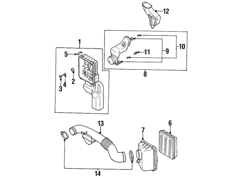 1995 Chrysler Sebring Filters Air Duct Diagram for MB925160