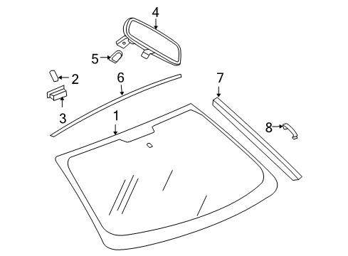 2009 Chrysler Sebring Windshield Glass, Reveal Moldings Clip-Retaining Diagram for 4389815AA