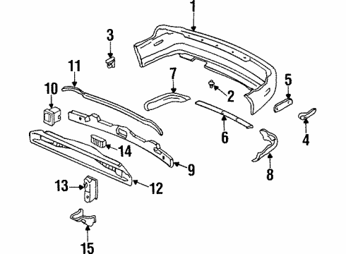 1994 Honda Accord Rear Bumper Skirt, R. RR. Bumper Diagram for 71502SV4000