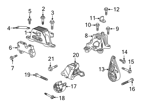 Engine & Trans Mounting Front Transmission Mount Bolt Diagram for 11546405