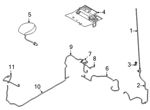 2021 Ford Bronco Antenna & Radio AERIAL WITHOUT CABLE Diagram for MCPZ18813A