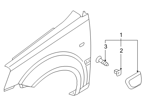 2010 Hyundai Accent Exterior Trim - Fender Moulding Assembly-Fender Waist Line, RH Diagram for 877121E500