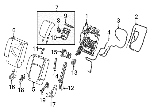 2019 Honda Odyssey Third Row Seats Cover, R. RR. Seat Inner-Reclining *YR507L* (SHADOW BEIGE) Diagram for 82127TK8A01ZD