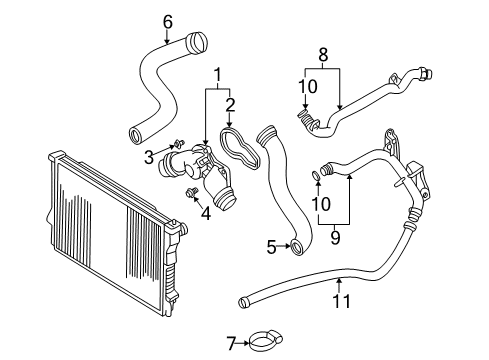 2002 BMW Z3 Hoses, Lines & Pipes Water Hose Diagram for 11531716642