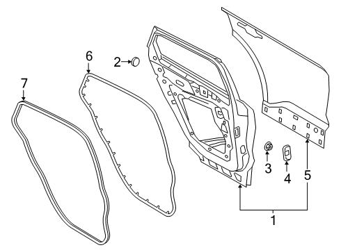 2020 Ford Escape Rear Door WEATHERSTRIP Diagram for LJ6Z7825324A