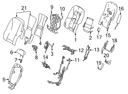 2018 Lexus LS500 Rear Seat Components Support, NO.2 Seat B Diagram for 7925550010