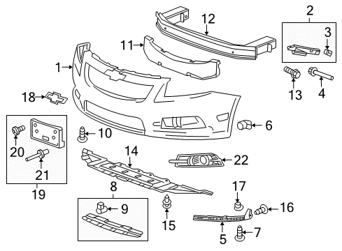 2012 Chevrolet Cruze Front Bumper Emblem Diagram for 95032016