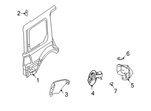 2004 Lincoln Navigator Quarter Panel & Components Fuel Label Diagram for 2U5Z9A095BA