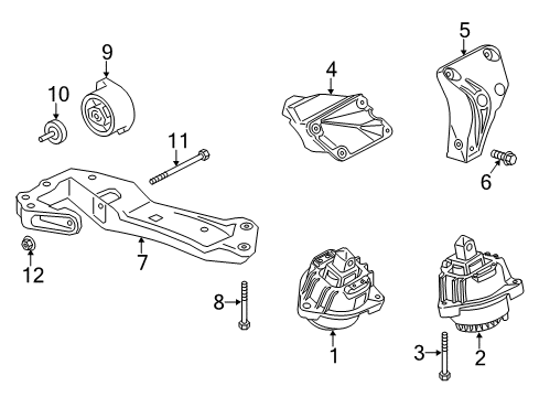 2016 BMW 528i Engine & Trans Mounting Engine Mount Bracket Right Diagram for 22116854886