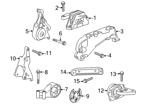 2014 Chevrolet Malibu Engine & Trans Mounting Rear Transmission Mount Bolt Diagram for 11610919