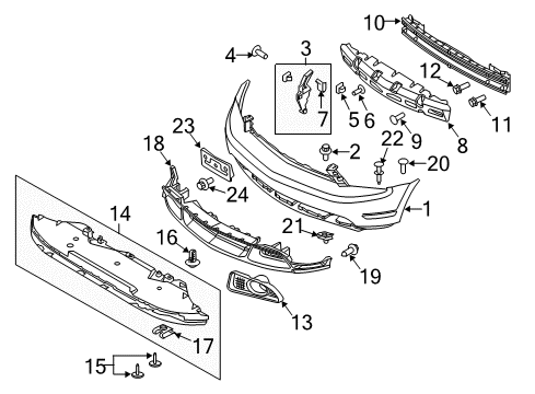 2011 Ford Mustang Front Bumper Filler Pipe Bolt Diagram for W711103S900