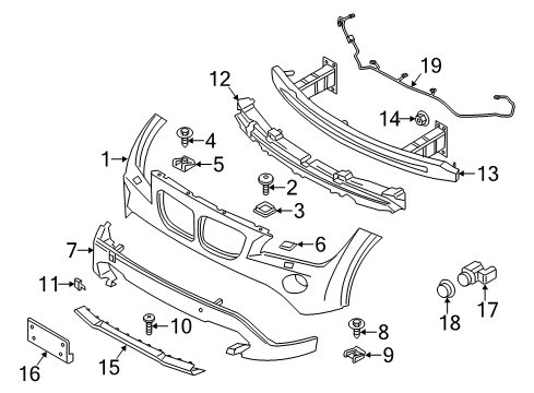 2014 BMW X1 Parking Aid Foam Part Diagram for 51112990205