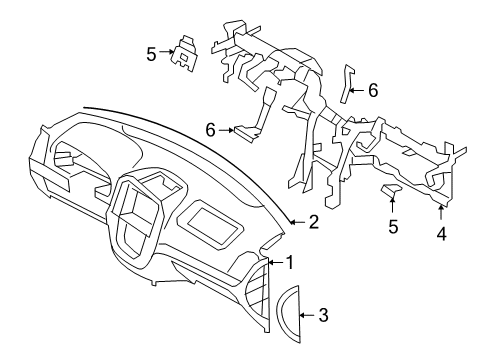2012 Hyundai Santa Fe Cluster & Switches, Instrument Panel Pad-Crash Pad Main Diagram for 847122B000