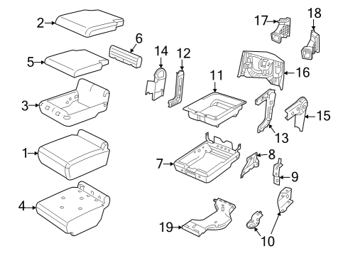 2021 Ram 3500 Front Seat Components Seat Cushion Foam Diagram for 68202503AA
