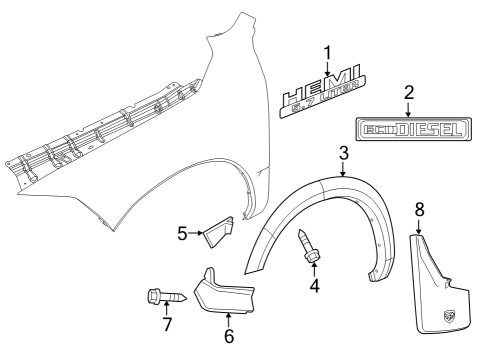 2016 Ram 1500 Exterior Trim - Fender Nameplate Diagram for 68164914AB