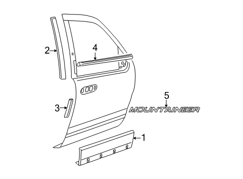 2004 Mercury Mountaineer Exterior Trim - Front Door Cladding Diagram for 1L2Z7820878FB