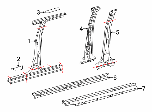 2022 Toyota Tacoma Center Pillar & Rocker Center Pillar Protector Diagram for 5874804020