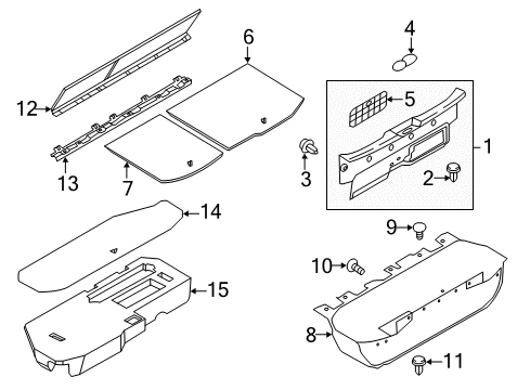 2013 Nissan Quest Interior Trim - Rear Body Clip Diagram for 849951JA1A