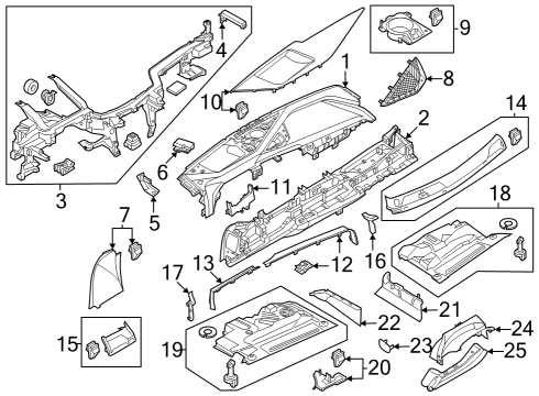 Instrument Panel Components Set Felt Strip Adhesive Diagram for 51452353024