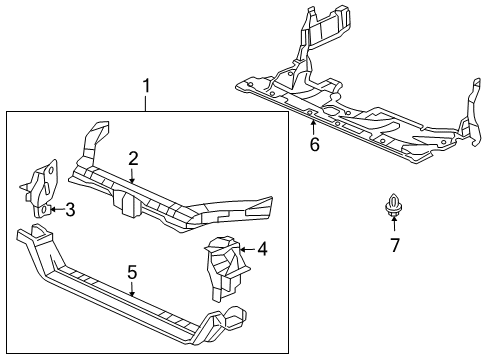 2004 Honda Accord Radiator Support, Splash Shields Bulkhead, Front Diagram for 60400SDDA01ZZ