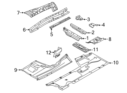 2019 BMW 440i xDrive Floor Extension Engine Support Left Diagram for 41007377923
