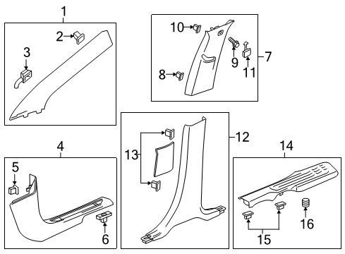 2018 Chevrolet Traverse Interior Trim - Pillars, Rocker & Floor Sill Trim Retainer Diagram for 11547675