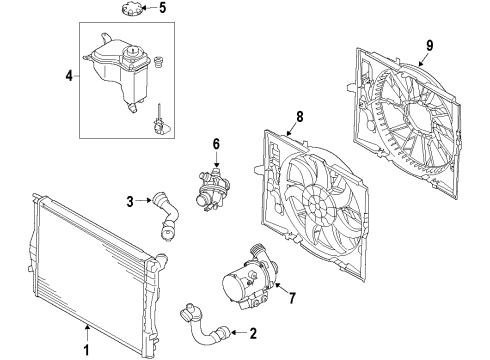 2008 BMW 135i Cooling System, Radiator, Water Pump, Cooling Fan FAN HOUSING WITH FAN Diagram for 17425A3F109