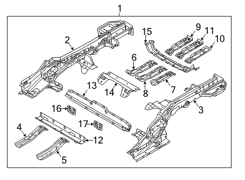 2018 Hyundai Ioniq Rear Body - Floor & Rails MEMBER-RR FLOOR LWR NO.2 FR Diagram for 65564G2500