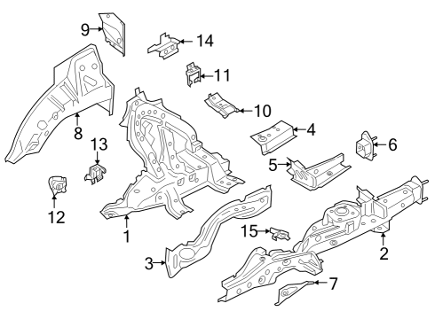 2022 BMW X5 Wheelhouse & Side Rails Rear Left Wheelhouse, Inner Diagram for 41007947371