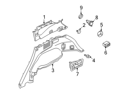 2009 Nissan Murano Lift Gate Finisher-Luggage Side, Upper LH Diagram for 849411AA0A