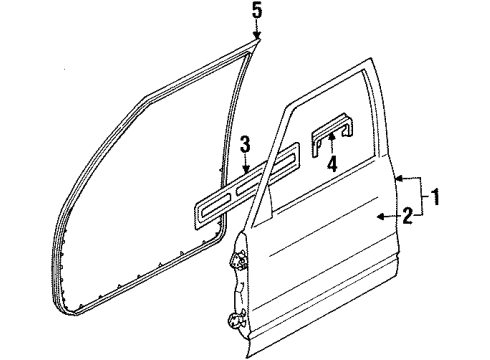 1993 Isuzu Trooper Front Door Weatherstip Front Door Diagram for 8972607831