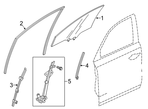 2016 Acura TLX Front Door Sash, Right Front Dr Center Diagram for 72231TZ3A01