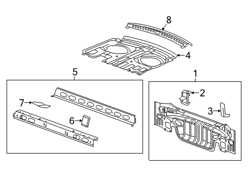 2021 Chevrolet Malibu Rear Body Package Tray Panel Diagram for 23382027