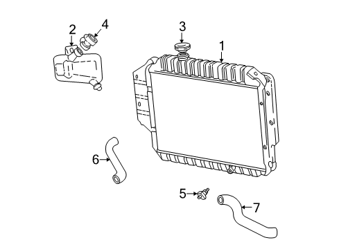 1992 Ford E-150 Econoline Club Wagon Radiator & Components Reservoir Tank Diagram for F2UZ8A080A