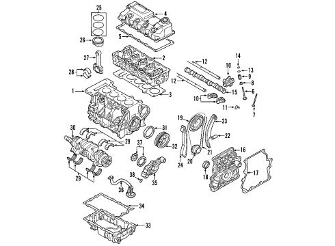 2004 Mini Cooper Engine Parts, Mounts, Cylinder Head & Valves, Camshaft & Timing, Oil Pan, Oil Pump, Crankshaft & Bearings, Pistons, Rings & Bearings Oil Pan Gasket Diagram for 11131487221