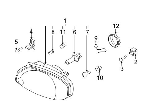 2005 Hyundai Accent Bulbs Driver Side Headlight Assembly Composite Diagram for 9210125550
