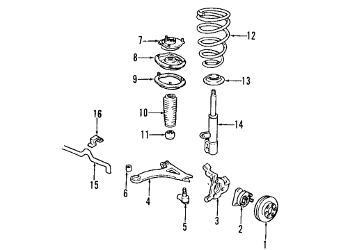 1997 Oldsmobile Aurora Front Suspension Components, Lower Control Arm, Stabilizer Bar SHAFT, Stabilizer Diagram for 25640414