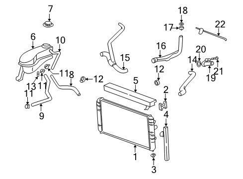 2000 Oldsmobile Alero Radiator & Components Radiator SURGE TANK Inlet Hose Diagram for 22602412