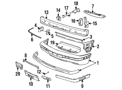 1991 BMW M5 Front Bumper Covering Left Diagram for 51118102973