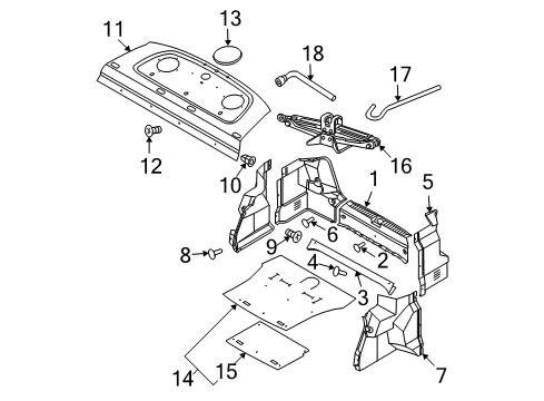 2004 Chevrolet Aveo Interior Trim - Rear Body Package Tray Trim Clip Diagram for 94503739