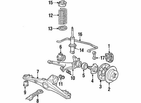 1987 BMW M6 Rear Suspension Rear Left Shock Absorber Diagram for 37122225774