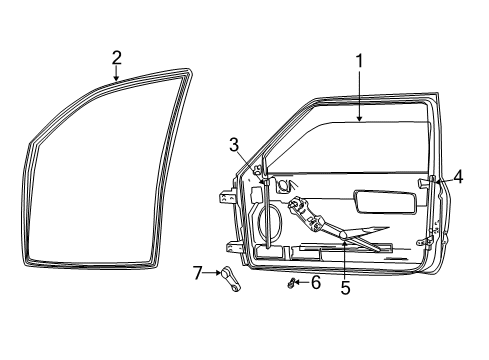2003 Dodge Ram 2500 Front Door Channel-Front Door Glass Lower Diagram for 55276128AD