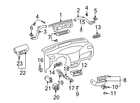 2002 Toyota Prius Switches Finish Panel Diagram for 5540647030B0