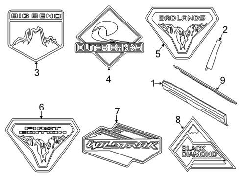 2021 Ford Bronco Sport Exterior Trim - Front Door MOULDING - DOOR OUTSIDE Diagram for M1PZ7820879A